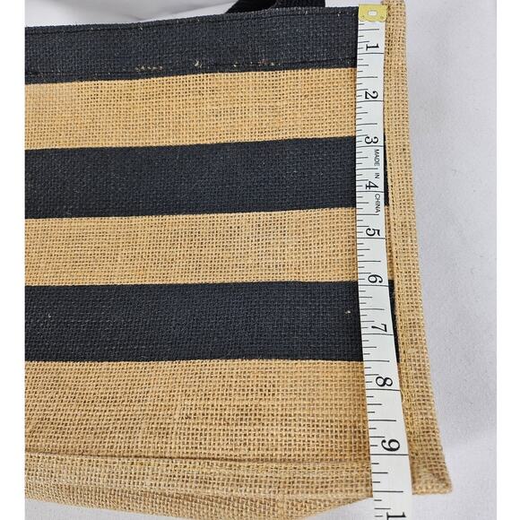 WACOAL Burlap Natural and Black Stripe Tote Bag - Picture 11 of 12